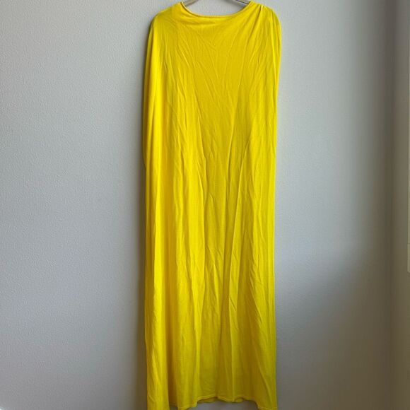 NWT $119 Zara Blogger Favorite Twist Cape Yellow Maxi Vacation Dress Size Small - Picture 3 of 6
